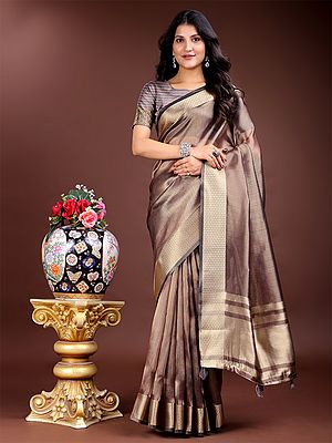 Organza Stunning Contrast Border Wedding Wear Saree With Blouse