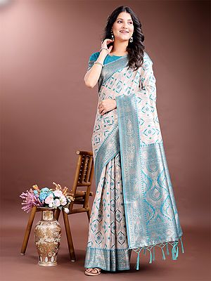 Linen Cotton Weaving Work Stunning Festive Wear Saree With Contrast Pallu