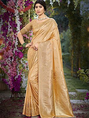 Floral Broad Border Stunning Festive Wear Silk Saree With Matching Blouse