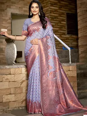 Weaving Work Wide Border Stunning Silk Festive Wear Saree With Rich Contrast Pallu