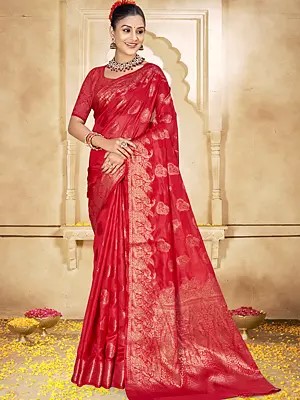 Floral Broad Border And Weaving Work Festive Wear Silk Saree