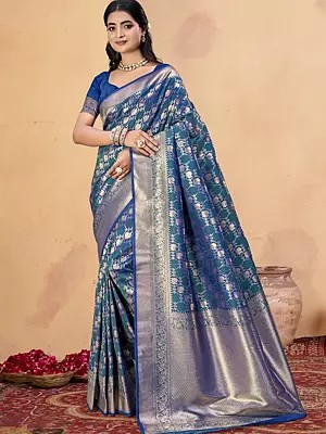 Elegant Silk Weaving Work Traditional Festive Wear Saree With Blouse