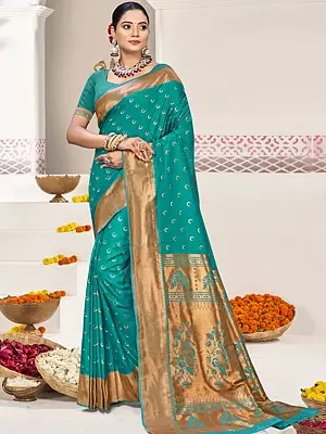 Wide Border Woven Work Festive Wear Silk Saree With Contrast Rich Pallu