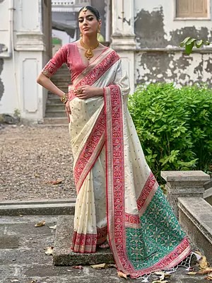 Banarasi Silk All Over Woven Zari Butti Attractive Saree With Contrast Pallu