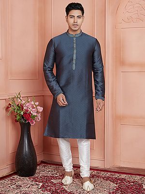Traditional Elegant Mandarin Collar Festive Wear Kurta Pajama Set