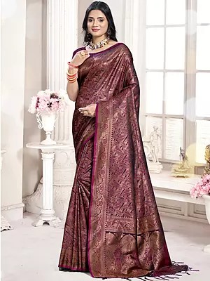 Designer Banarasi Silk Woven Work Saree With Blouse & Tassels Pallu For Wedding Occasion