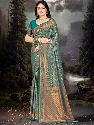 Banarasi Silk Woven Work Designer Saree With Blouse & Tassels Pallu For Casual Occasion