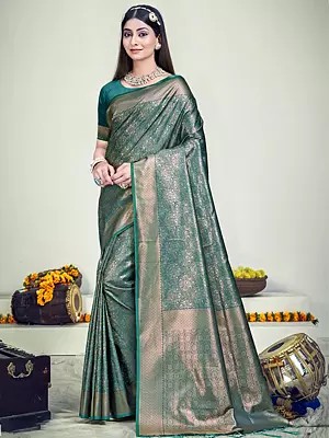 Banarasi Silk Woven Work Saree With Blouse & Tassels Pallu For Wedding Occasion