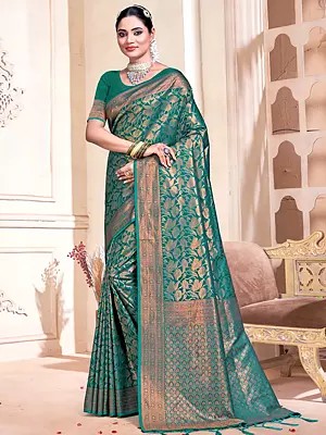 Designer Banarasi Silk Woven Work Saree With Blouse For Wedding Occasion