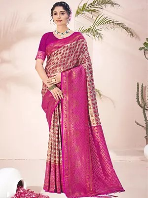 Silk Broad Border Designer Woven Work Saree With Blouse & Tassels Pallu For Wedding Occasion