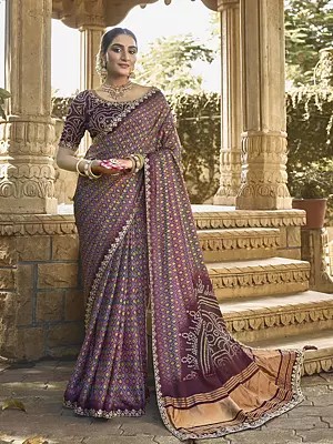 Silk Foil With Handwork Designer Saree With Blouse & Tassels Pallu For Wedding Occasion