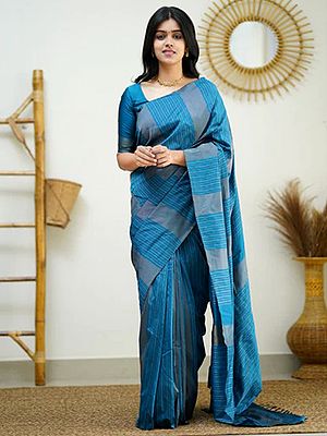 Soft Lichi Silk Designer Striped Pattern Casual Wear Saree With Tassels Pallu