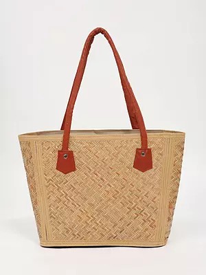 Handmade Bamboo Tote Bag with Zipper Closure