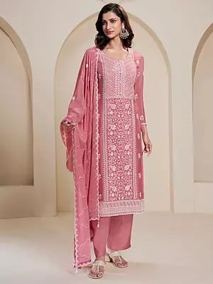 Chinon Chikankari Embroidery Work Stunning Festive Wear Salwar Suit With Dupatta