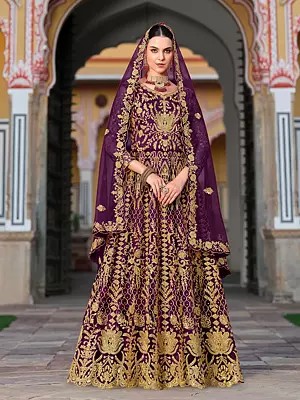 Stunning Heavy Embroidery Work Festive Wear Net Anarkali Gown With Matching Dupatta