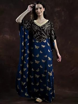 Set-Sail Long Kaftan with Aari Embroidered Butterflies