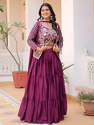 Pure Chinon Embroidery And Sequins Work Designer Lehenga Choli With Matching Dupatta