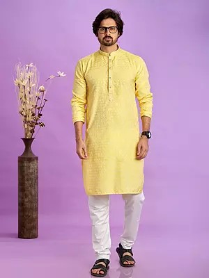 Art Soft Silk Straight Mandarin Collar Festive Wear Kurta Pajama Set
