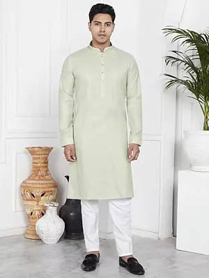 Linen Cotton Straight Full Sleeve Festive Wear Kurta Pajama Set