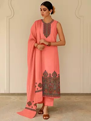 Three-Piece Salwar Kameez with Matching Dupatta and Multicolor Thread Dense Embroidered