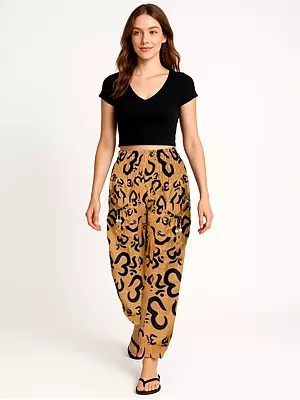 Yoga Casual Trousers with Printed Om