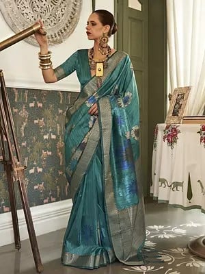 Zari Handloom Weaving Silk Floral Designer Saree With Blouse & Tassels Pallu