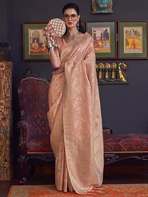 Pure Katan Handloom Weaving Floral Designer Silk Saree & Tassels Pallu