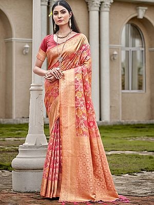 Attractive Floral Vine Pattern Organza Saree For Women's