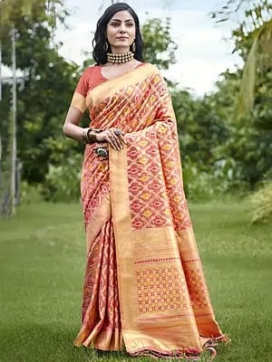 Zari Woven Organza Saree With Attractive Border, Pallu And Tassels