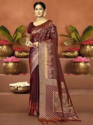 Satin Silk Saree With Attractive Border And Pallu For Festivals