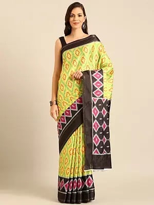 Light-Yellow Diamond Pattern Cotton Saree For Casual Occasion