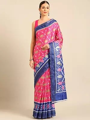 Cotton Saree With Diamond Pattern Pallu And Border