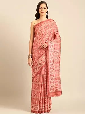 Diamond Pattern Cotton Saree With Blouse And Attractive Pallu