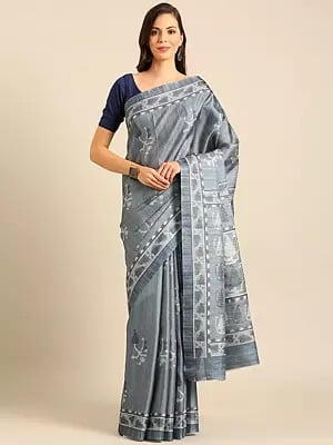 Geometric Pattern Printed Cotton Beautiful Designer Saree With Blouse