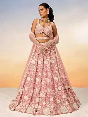 Poly Georgette Sequins And Embroidery Work Party Wear Lehenga Choli With Net Tassels Dupatta