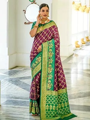 Designer Banarasi Silk Saree With Broad Border And Attractive Pallu