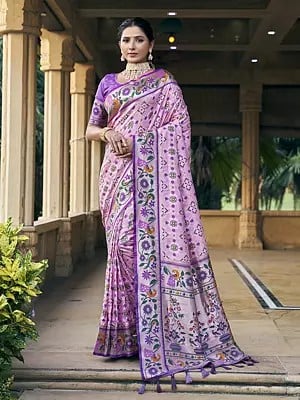 Meenakari Woven Patola Silk Designer Saree With Floral Motif And Tassels Pallu