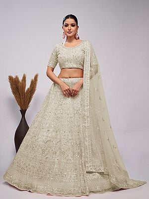 Pearl Sequins And Sparkling Embellishments Bridal Lehenga Choli With Soft Net Dupatta