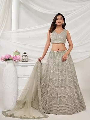 Thread And Sequins Embellished Designer Lehengas Choli With Soft Net Dupatta For Wedding Occasion