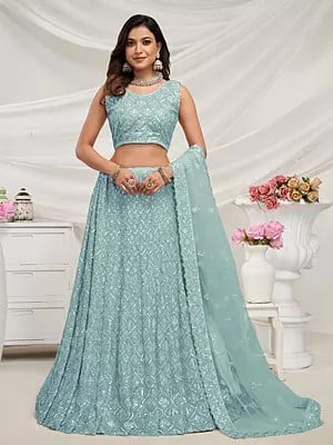 Exquisite Diamond Pattern Stone & Cut Dana Embroidered Bridal Lehenga With Soft Net Dupatta