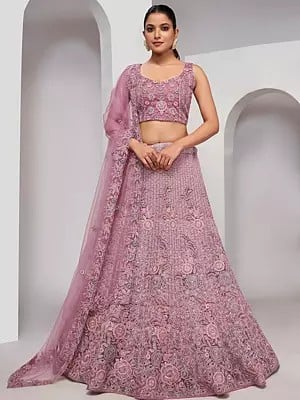 Golden Embroidered Zari Work Floral Party Wear Designer Lehenga Choli With Soft Net Dupatta