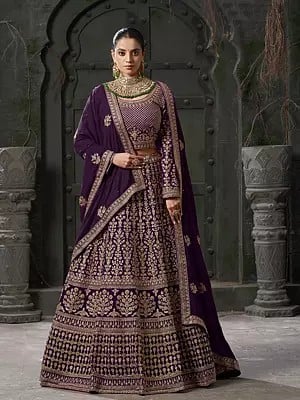 Bridal Lehenga Choli And Dupatta In Premium Georgette With Coding And Zarkan Work