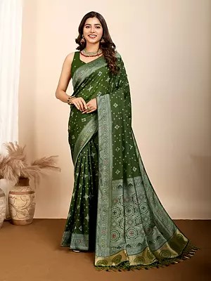 Designer Muslin Dola Silk Weaving Work Saree With Contrast Tassels Pallu