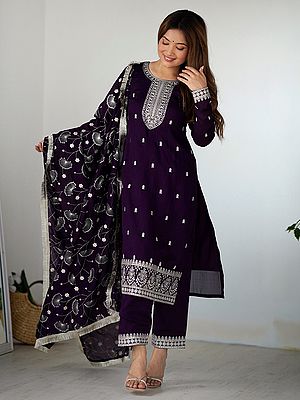 Stunning Embroidery And Sequins Work Rangoli Silk Festive Wear Kurta Set