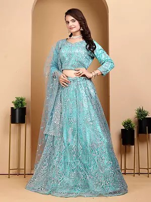 Net Pure Zarkan Work Elegant Party Wear Lehenga Choli With Matching Dupatta