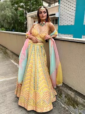 Dola Silk Embroidery And Sequins Work Elegant Party Wear Lehenga Choli With Dupatta