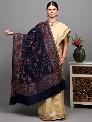 Golden-Orange Diamond Weave Shawl from Amritsar with Woven Paisleys Motifs