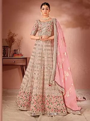 Sequence And Multi Thread Work Premium Georgette Lehenga Choli With Organza Tassels Dupatta