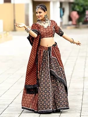 Redwood Pure Cotton Printed And Embroidery Work Traditional Festival Wear Lehenga Choli With Dupatta