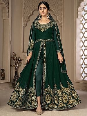 Designer Faux Georgette Salwar Kameez Suit Collection With Attractive Embroidery On Neck And Border